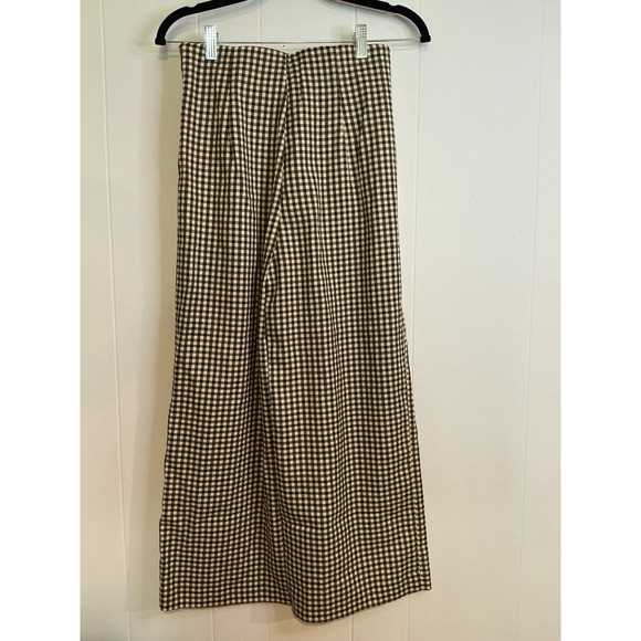 DR2 Women's Wide Leg Plaid Pants Small Brown Black Tan Gingham - Picture 3 of 3